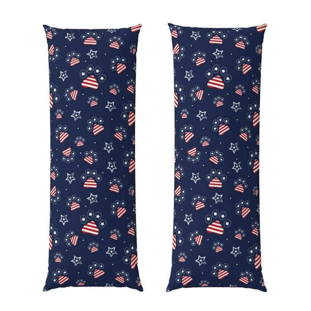 Balery Star Dog Paw Funda Protectora para Almohada Corporal de Algodón Hipoalergénico con Cierre(55 x 21 pulgadas), Almohadas No Incluidas