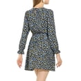 thumbnail image 3 of INSPIRE CHIC Women's Floral Ruffle Long Sleeves Round Neck Belt Autumn Dresses L Blue, 3 of 8