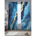 thumbnail image 3 of Abstract Art Sheer Curtains 108 inches Long 2 Panels Set Water Ripple Blue Gradient Marbling Sheer Window Curtain Rod Pocket Voile Drapes for Living Room/Bedroom, Each 52" W x 108" L, 3 of 7