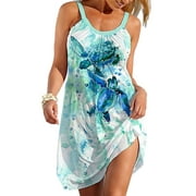 SEXY DANCE Colisha Plus Size Dresses for Women Summer Sleeveless Tank Dress Pleated Vest T Shirt Dress Casual Mini Dress Sundress Beach Bikini Swimsuit Cover Up