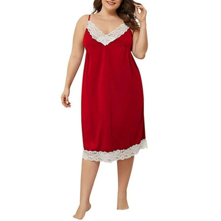 

Rejlun Women Nightgowns Plus Size Night Gowns Sleeveless Sleep Dress Ladies Nightwear Pajama Nightshirt Sleepwear Red 5XL