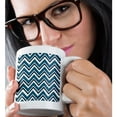 thumbnail image 2 of 3drose, New Generation Damask Patterned Chevron Stripes in Bright Blue, 11oz Mug, 2 of 6