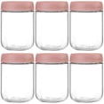 thumbnail image 1 of Frascos de vidrio NEGANY, paquete de 6, 473 ml con tapas herméticas, color rosa, 1 of 7