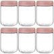 thumbnail image 1 of Frascos de vidrio NEGANY, paquete de 6, 473 ml con tapas herméticas, color rosa, 1 of 7