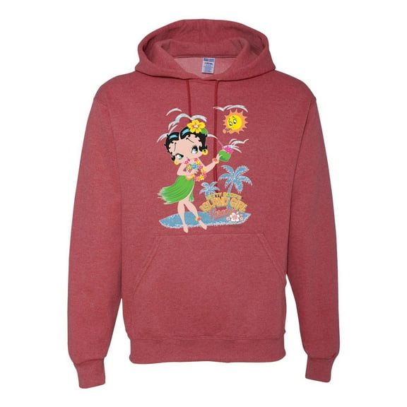 Wild Bobby, Betty Boop Island Girl Paradise Betty Boop Unisex Hoodie Sweatshirt, Vintage Heather Red, X-Large