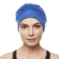 thumbnail image 2 of Beemo Swim Caps for Women Swimming Turban Polyester Latex Lined Pleated for Ladies - Royal Blue, 2 of 4