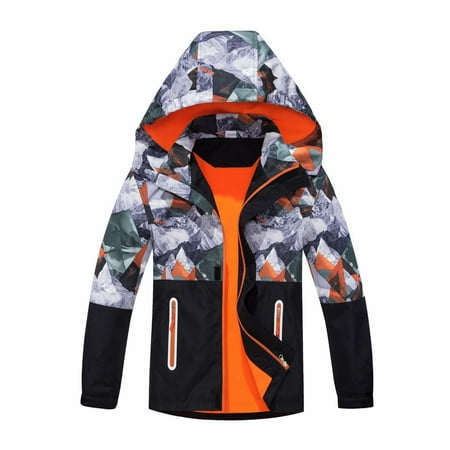 EnJoCho Children s Jacket Colorblocking Camouflage Zipper Shirt Waterproof and Breathable Outdoor Kids Jacket Home School Outerwear Boy Girl Winter Fall Trendy Clothing