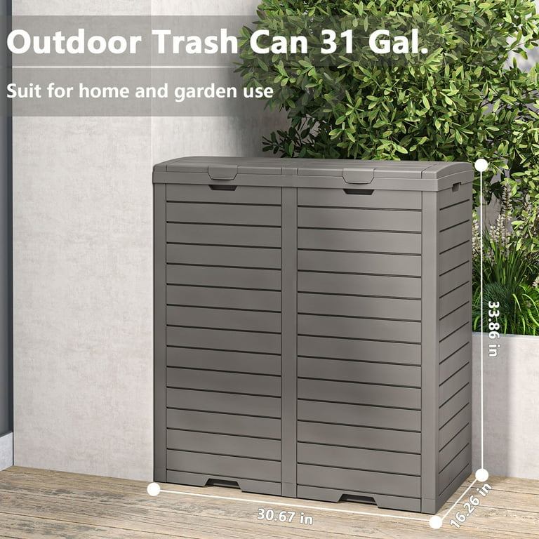 LHBcraft Large 62 Gal Outdoor Trash Can with Big Cover, Waterproof