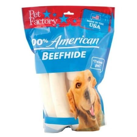 Pet Factory 100% American Beefhide Large Breed Chews Dog Treat, 6