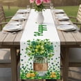 thumbnail image 4 of Happy St. Patrick's Day Table Runner - 60 Inch Long Spring Green Lucky Clovers Leaf Cotton and Linen Blended Dress Scarves Farmhouse Table Runner for Kitchen Dining, Coffee Table, 13" x 60", 4 of 8