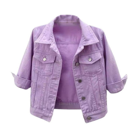 Women's Jackets Fall Jacket Women's Short Casual Fashion Three Quarter Sleeve Denim Jacket
