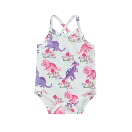 

Infant Baby Girls Summer Sleeveless Romper Dinosaur Print Jumpsuit