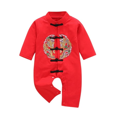 

Fesfesfes Newborn Infant Baby Jumpsuit Long Sleeve New Year Tang Suit Romper Jumpsuit Sets Sale Tops on Clearance