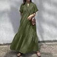 thumbnail image 1 of Summer Holiday Long Dress Women Elegant Maxi Sundress Causal V Neck Short Sleeved Vestidos ZANZEA Solid Oversized Robe FemmeM Gao Jinjia LED, 1 of 2