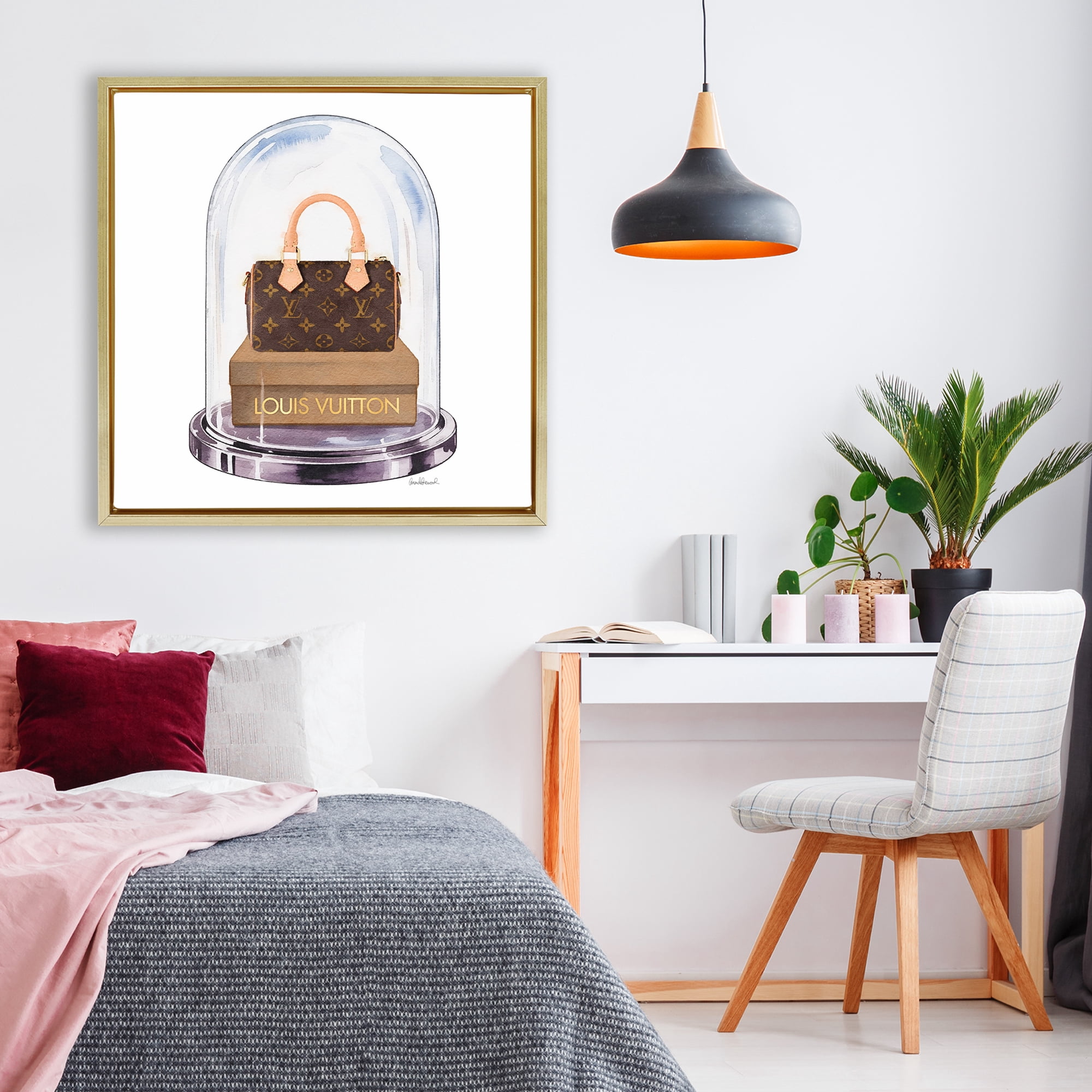 Stupell Industries Glam Purse Bell Jar Gold Framed Floater Canvas Wall Art, design by Amanda Greenwood