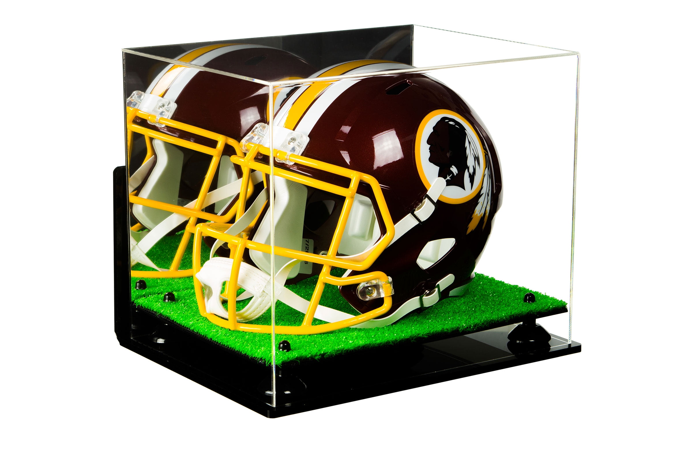 Deluxe Acrylic Football Helmet Display Case with Black Risers, Mirror