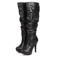 thumbnail image 5 of Delicious DI03 Women Leatherette Knee High Almond Toe Stiletto Slouch Riding Boot, 5 of 5