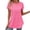 Hot Pink, variant on Kelon Short Sleeve Blouses for Women Cowl Neck Dressy Casual 2026 T Shirts Summer Business Work Basic Tees, S