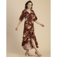 thumbnail image 3 of Moomaya V Neck Printed Rayon 3/4 Sleeve Wrap Dress - Women's Stylish Wrap Dress, 3 of 9