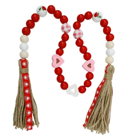 

TOYFUNNY Red Heart Festival Wooden Beads Valentine S Day Lucky Tassel Beads Pendant Party Diy Wood Beads