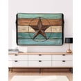 thumbnail image 3 of Outdoor TV Cover 30 to 32 Inch Weatherproof, Farmhouse Barn Star Waterproof TV Screen Protector for Outside Decor with Zipper and Pocket 30"L x 19"H&nbsp; , Rustic Brown Teal Wood Texture, 3 of 7