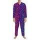 thumbnail image 3 of Balery Leopard Neon Rainbow Gradient Pijama para Hombre de Dos Piezas con Manga Larga, Conjunto de Dormir y Descanso Suave con Bolsillos-Small, 3 of 7