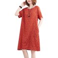 thumbnail image 1 of Vestido suelto de mujer Vestido bohemio con estampado floral con bolsillos Manga corta Cuello r Abanopi Vestido, 1 of 7