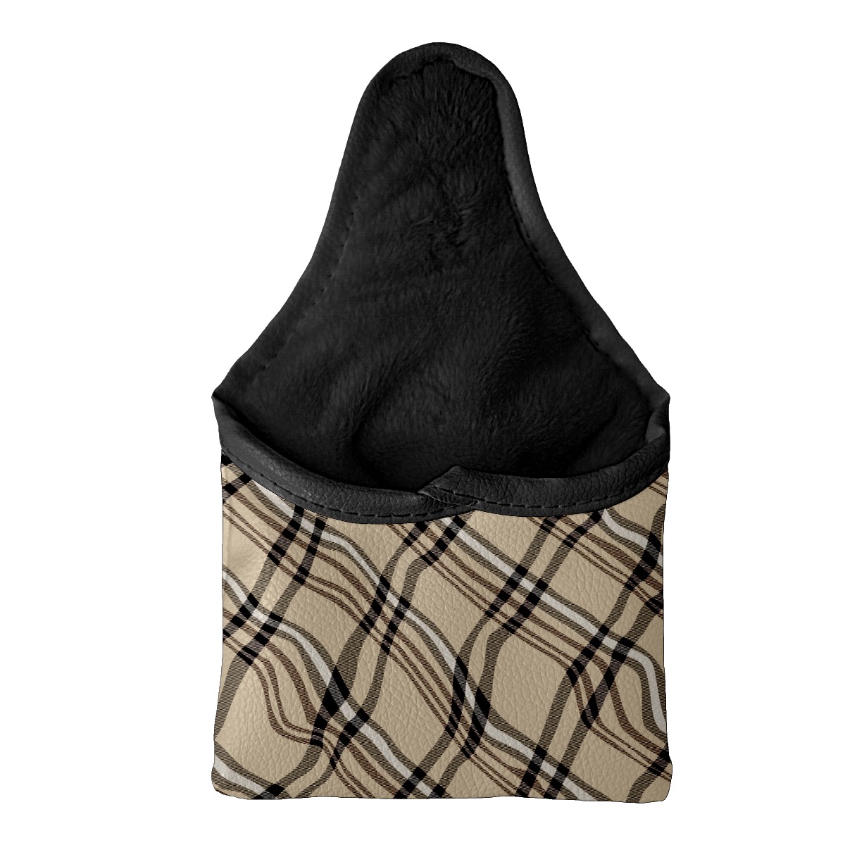 Golf Mallet Putter Cover Premium Leather Golf Putter Head Cover with Magnetic Closure, Golf Cover for Men and Women Khaki Plaid