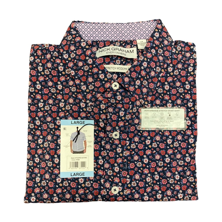nick graham dress shirts Men's Corner Square Shirt - Black TUMBLE DRY LOW Nick Graham mens Stretch Modern