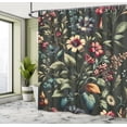 thumbnail image 2 of Ambesonne Floral Shower Curtain, Nostalgia Aura Leafy Jungle, 69"Wx70"L, Laurel Green Dark Coral, 2 of 4