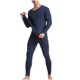 thumbnail image 5 of Ceisia Men's Solid Crew Neck Long Sleeve Thermal Underwear Set High Elasticity Base Layer Navy XXL Gifts, 5 of 6