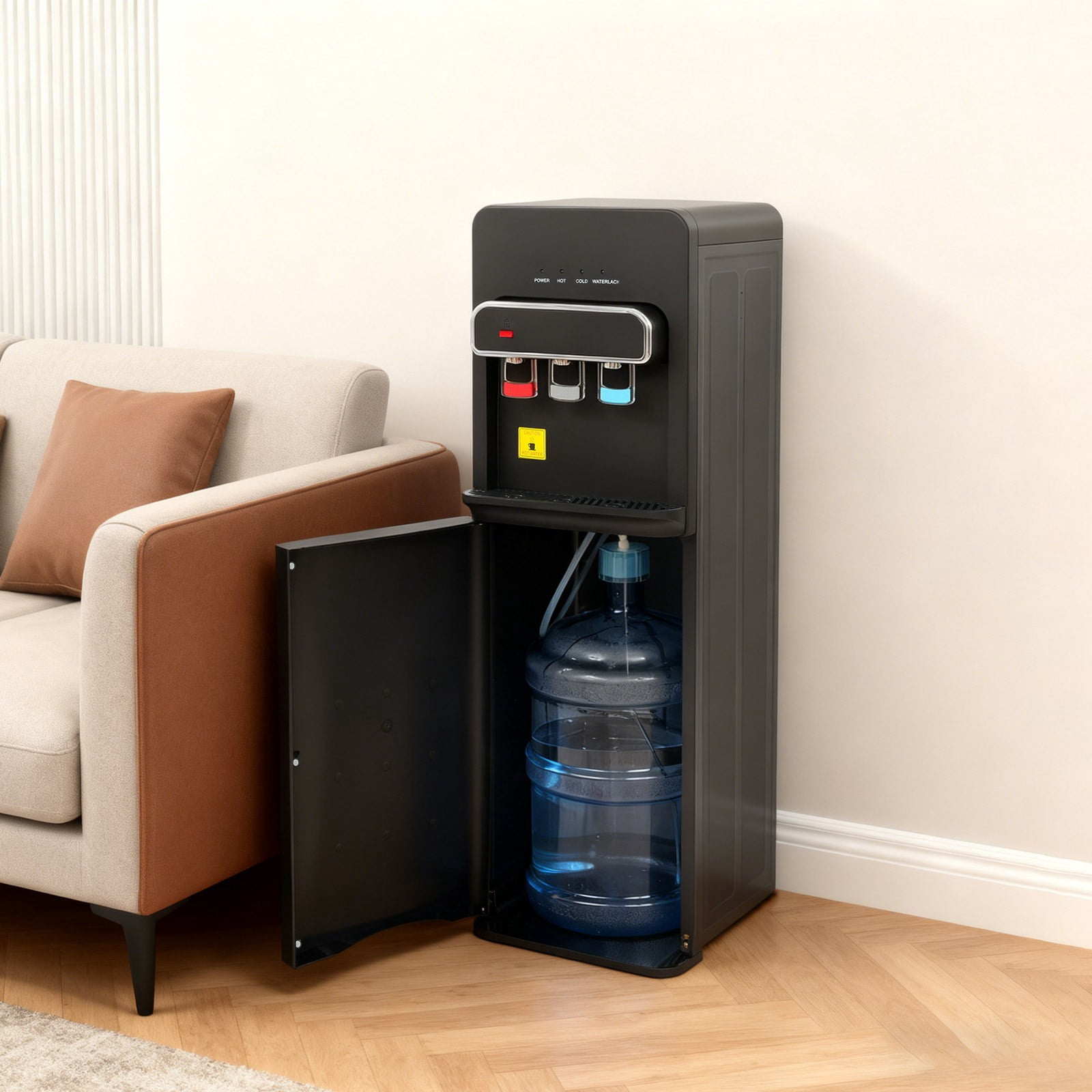 Bottom Loading Dispenser, Hot Cold Dispenser, Water Dispenser Countertop, SJYTD-7, Black Upgraded, Electronic Hot/Cold, 550W 75W Power, Child Safety Lock, Auto Shutoff, Durable PVC, Anti-Deform