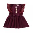 thumbnail image 1 of AMERTEER Robe d'Été Sans Manches en Coton et Lin pour Bébé Fille Robe Décontractée à Bords en Dentelle Robe Nœud, 1 of 6