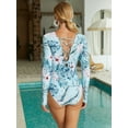 thumbnail image 5 of Charmo Womens Rash Guard One Piece Bathing Suits Open Back Long Sleeves Monikini Swimsuit, 5 of 6