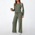 thumbnail image 5 of SUNBS Two Piece Lounge Sets for Women Pajamas Set Wide Leg Pants Ribbed Knit Winter Matching 2 Piece Outfits Trendy Clothes, 5 of 6
