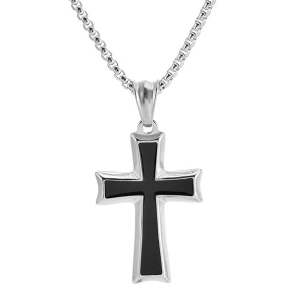 Mens Stainless Steel Professional Grade Cross Pendant Necklace with 24“ Chain[m404]