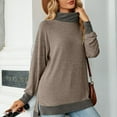 thumbnail image 4 of Lenpel Women's Long Sleeve Tunic Tops Turtleneck Side Split Soft Casual Pullover Tops Fall Fashion Sweatshirts, 4 of 7