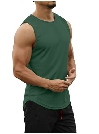 Runcati Mens Workout Cropped Tank Top Plain Vest Lightweight Basic Sleeveless Crop Tops Hot Shirts