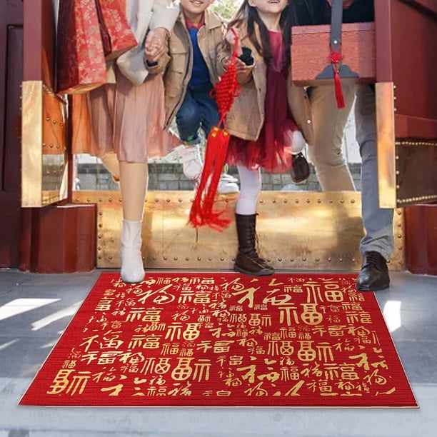 Alfombras de Entrada Feliz Año Nuevo 2024 Año de La Entrada Interior Puerta Principal Alfombras de Bienvenida Alfombra para El Hogar Puerta Exterior