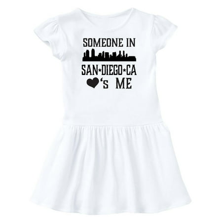 

Inktastic San Diego California Someone Loves Me Skyline Gift Toddler Girl Dress