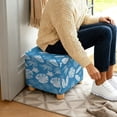 thumbnail image 5 of SCRAWLGOD Tropical Leaf Print White Blue Ottoman Slipcover Square Stretch Ottoman Covers for Folding Storage Stool Soft Foot Stool Cover with Elastic Bottom for Home Decor, 5 of 7