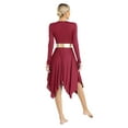 thumbnail image 3 of iiniim Women Liturgical Dancewear Long Sleeve Praise Dance Tunics with Wide Leg Baggy Pants Burgundy L, 3 of 7