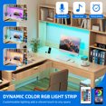 thumbnail image 6 of Dextrus L Shape Desk with LED Light & Hutch,  Home Office Computer  Desk Executive Desk with Drawers, 6 of 10