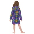 thumbnail image 4 of FORMRS Niños Bathrobe Unisex Hooded Robe Soft Plush Pajamas Sleepwear, Size 7-9T, Purple Stained Glass Pattern, 4 of 7