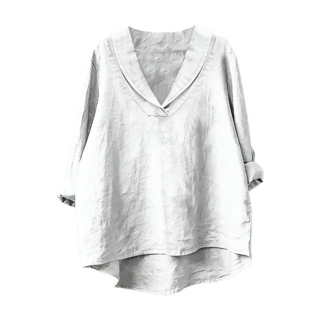 Chemise Décontractée en Mélange de Lin Coupe Ample Col Rond Style Élégant