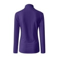 thumbnail image 7 of YEJIMAN Purple V Neck T Shirts For Women, Polyester,Spandex Oversized Tshirts For Women, Women Casual Solid Long Sleeve Mock Turtleneck Blouse Tops Slim Fit Stretchy Layer Tee Shirts, 7 of 7