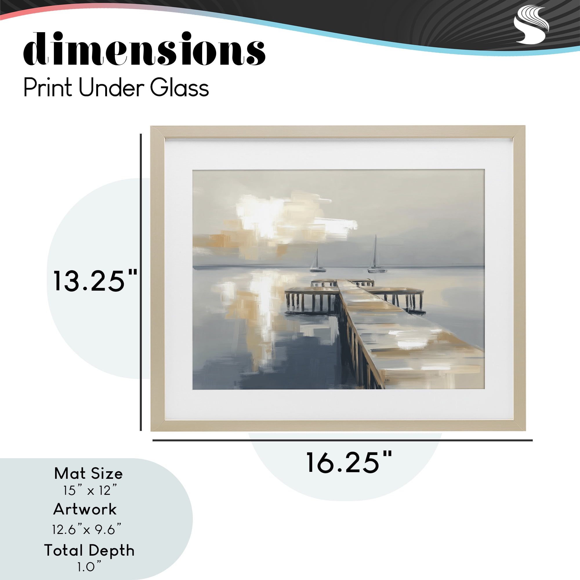 Stupell Industries Pier with Two Boats Seascape Birch Framed Print Under Glass, design by Kim Curinga