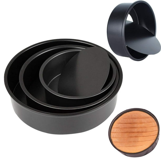 Kit de moldes para pasteles de 3 piezas (6,8,10 pulgadas) con fondo extraíble de acero al carbono de grado alimenticio y utensilios para hornear antiadherentes con revestimiento de seguridad