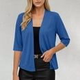 thumbnail image 6 of Women's Stretch Shirt Cardigan Baeitkot Women's Solid Color Casual Imitation Stretch Shirt Cardigan Blue L, 6 of 7