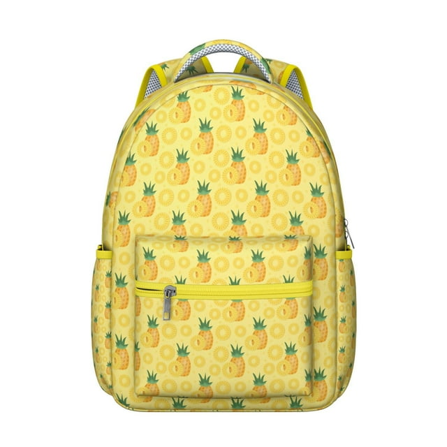Sac à Dos Fruit Étudiant Ananas Hawaïen Tropical avec Design Jaune Doré d'Été, Léger et Sangle Réglable